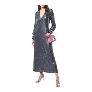 Alexis Raleigh Sequin Midi Maxi Dress Sz Medium Blue Embellished Beaded Chic